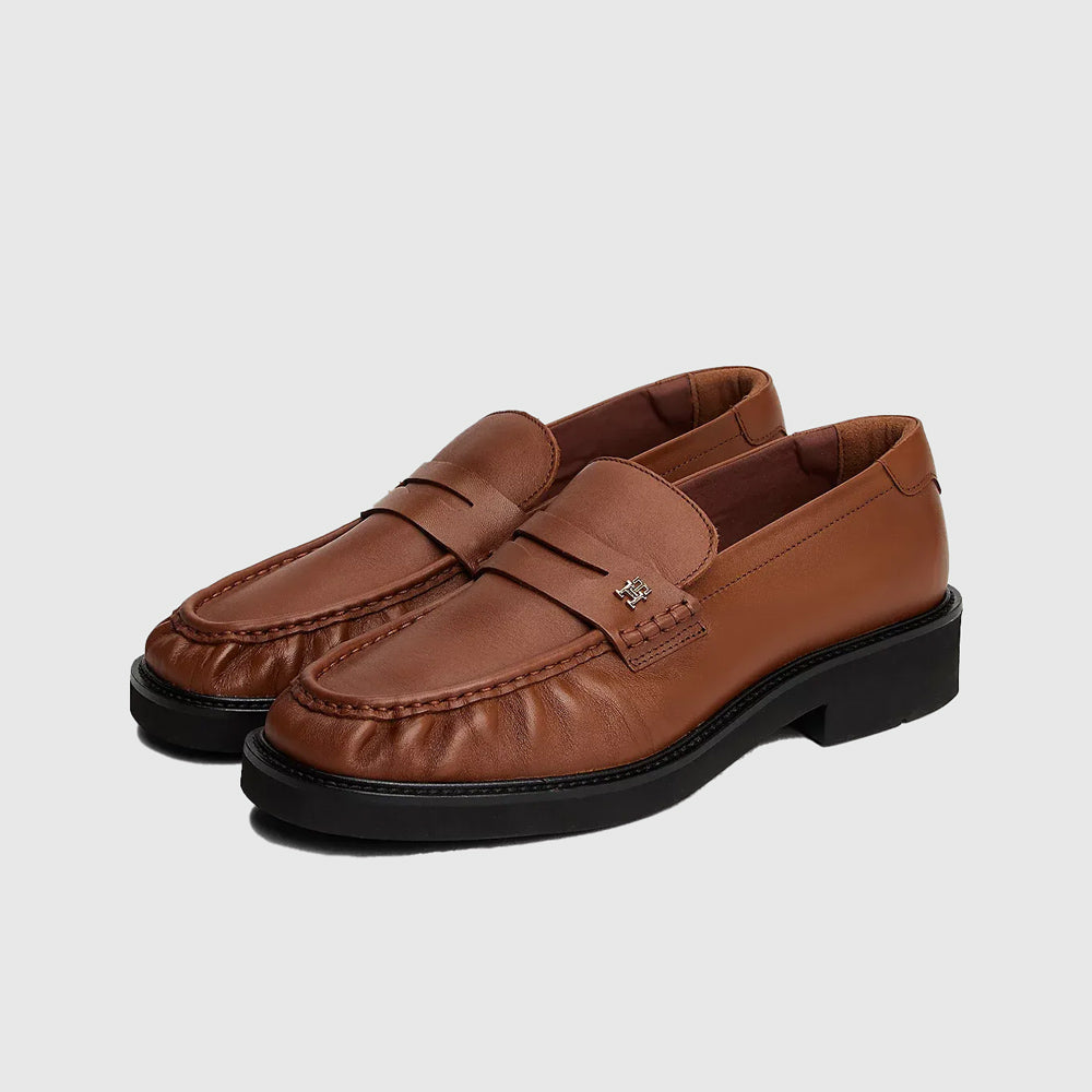 Square Leather Loafer - Cognac