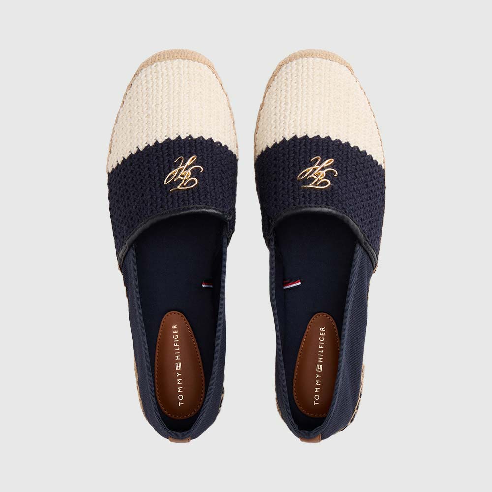 Colour-Blocked Woven Espadrilles - Navy