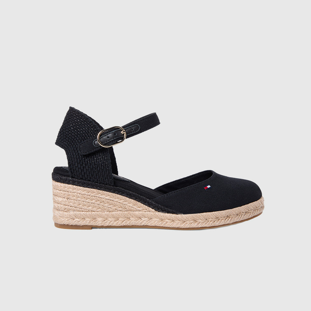 Canvas Wedge Espadrilles - Black
