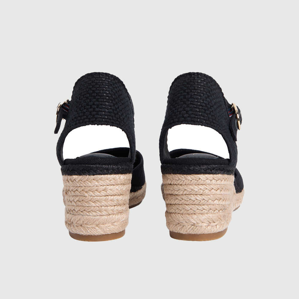 Canvas Wedge Espadrilles - Black