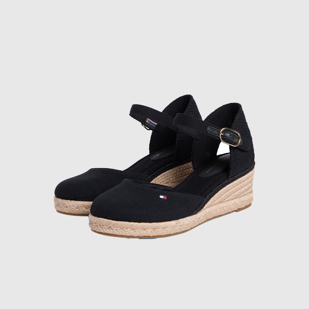 Canvas Wedge Espadrilles - Black