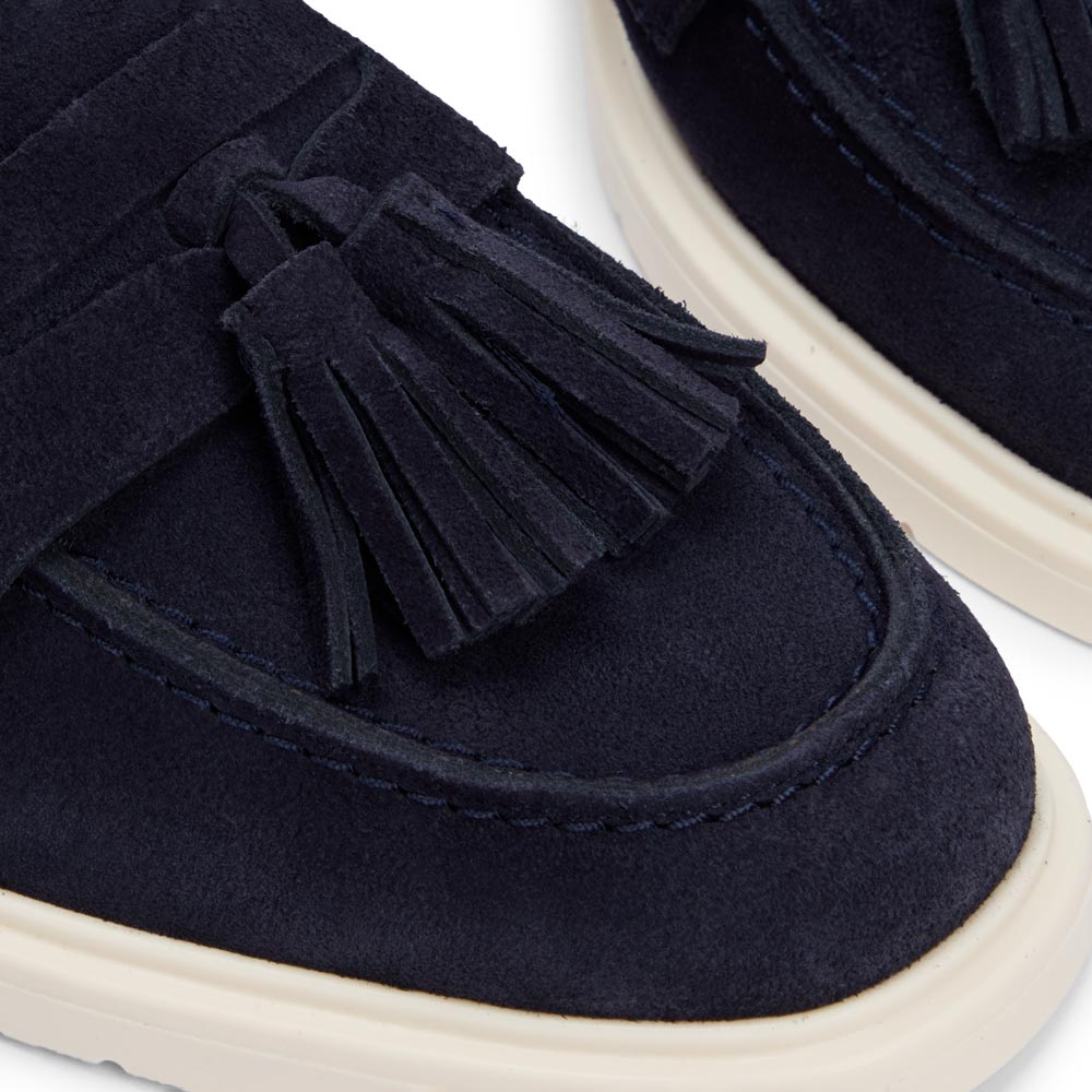 Light Suede Tassel Loafer - Navy