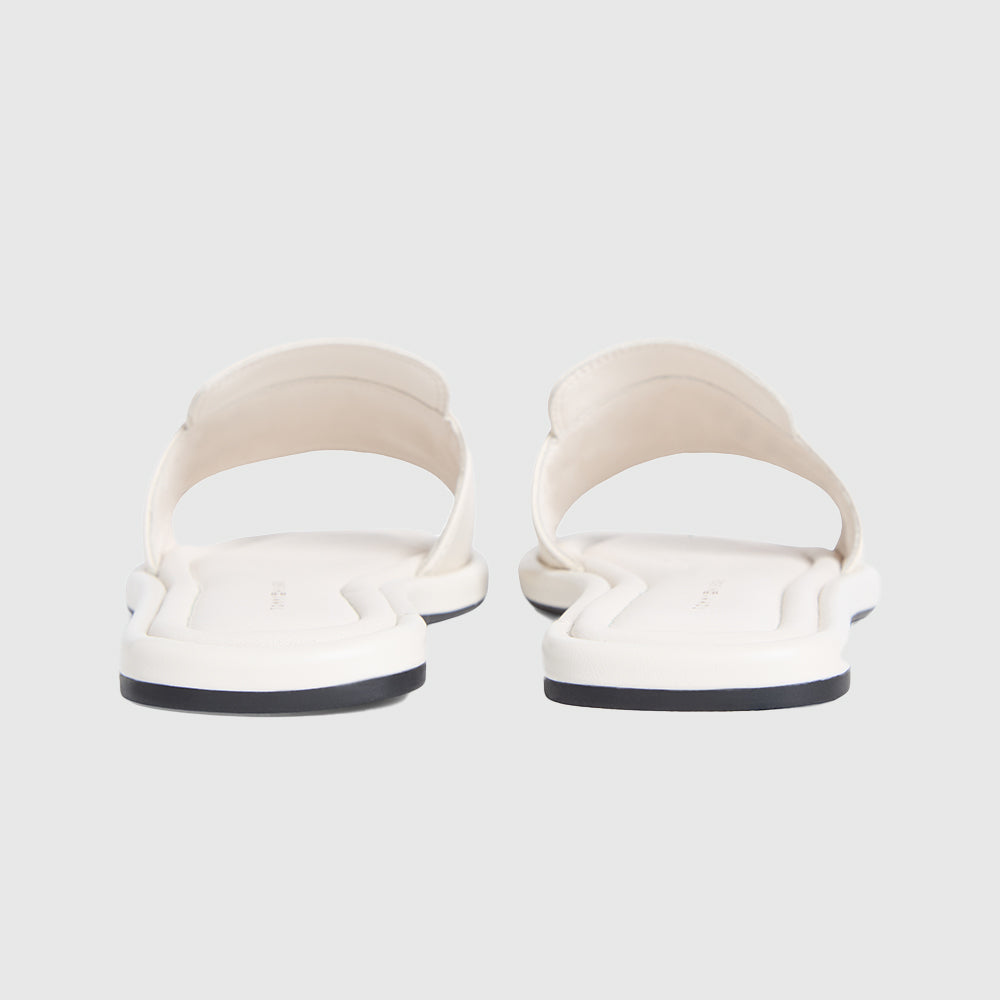 Monogram Horsebit Flat Leather Mules - Cream
