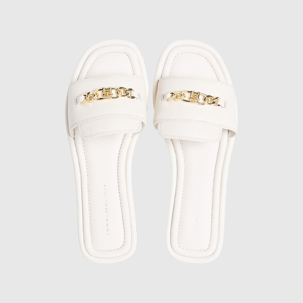 Monogram Horsebit Flat Leather Mules - Cream