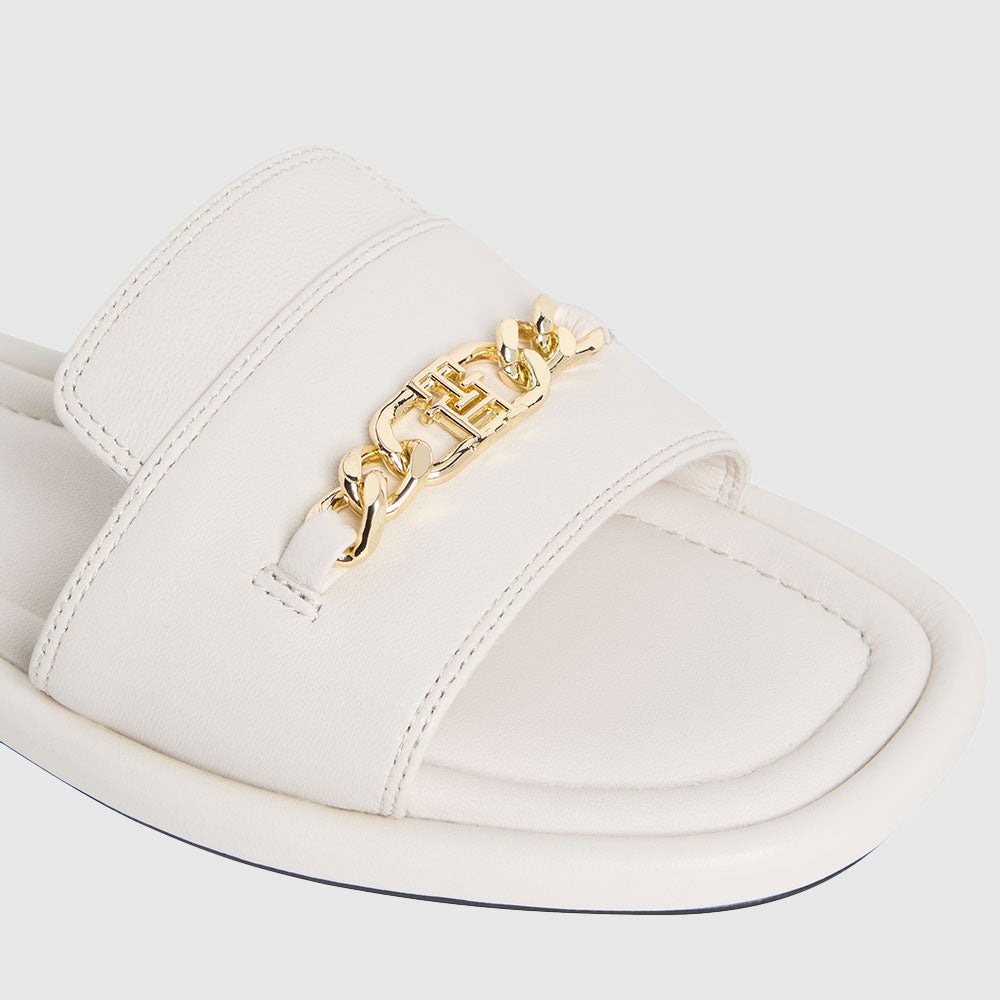 Monogram Horsebit Flat Leather Mules - Cream