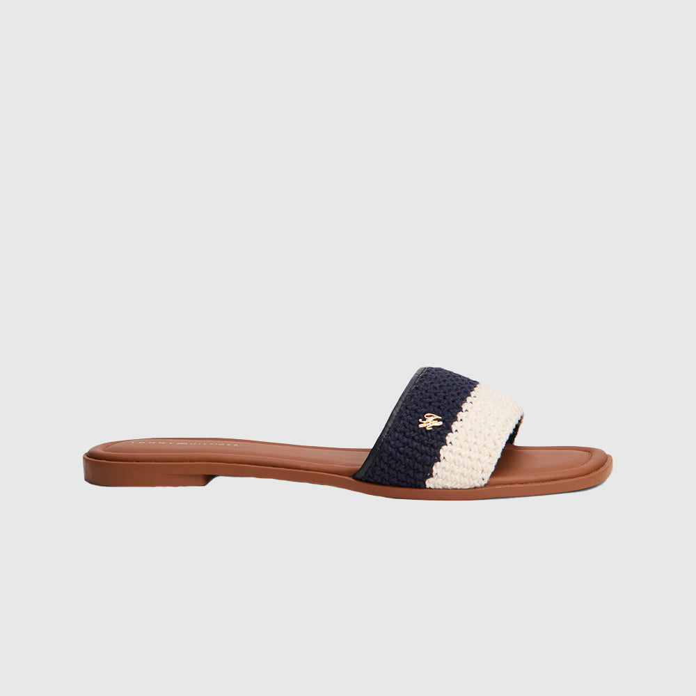 Flat Crochet Mule - Navy
