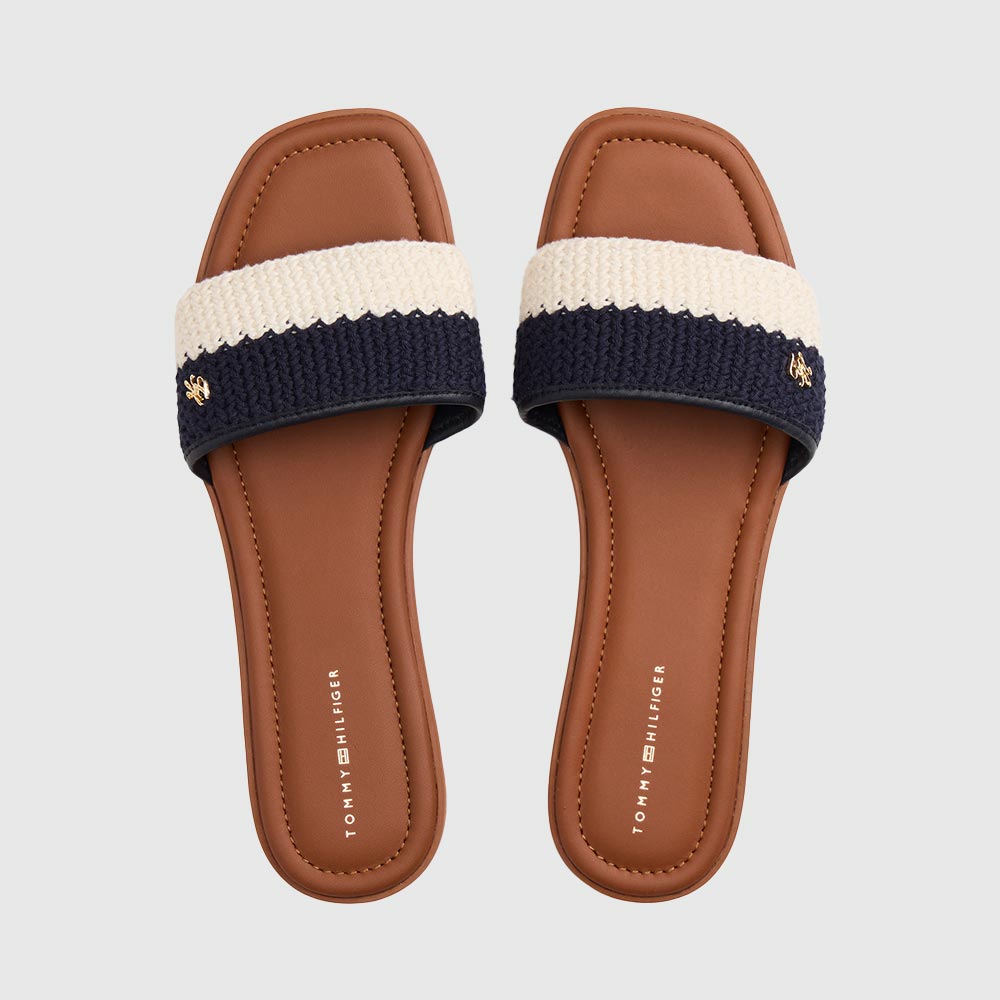 Flat Crochet Mule - Navy