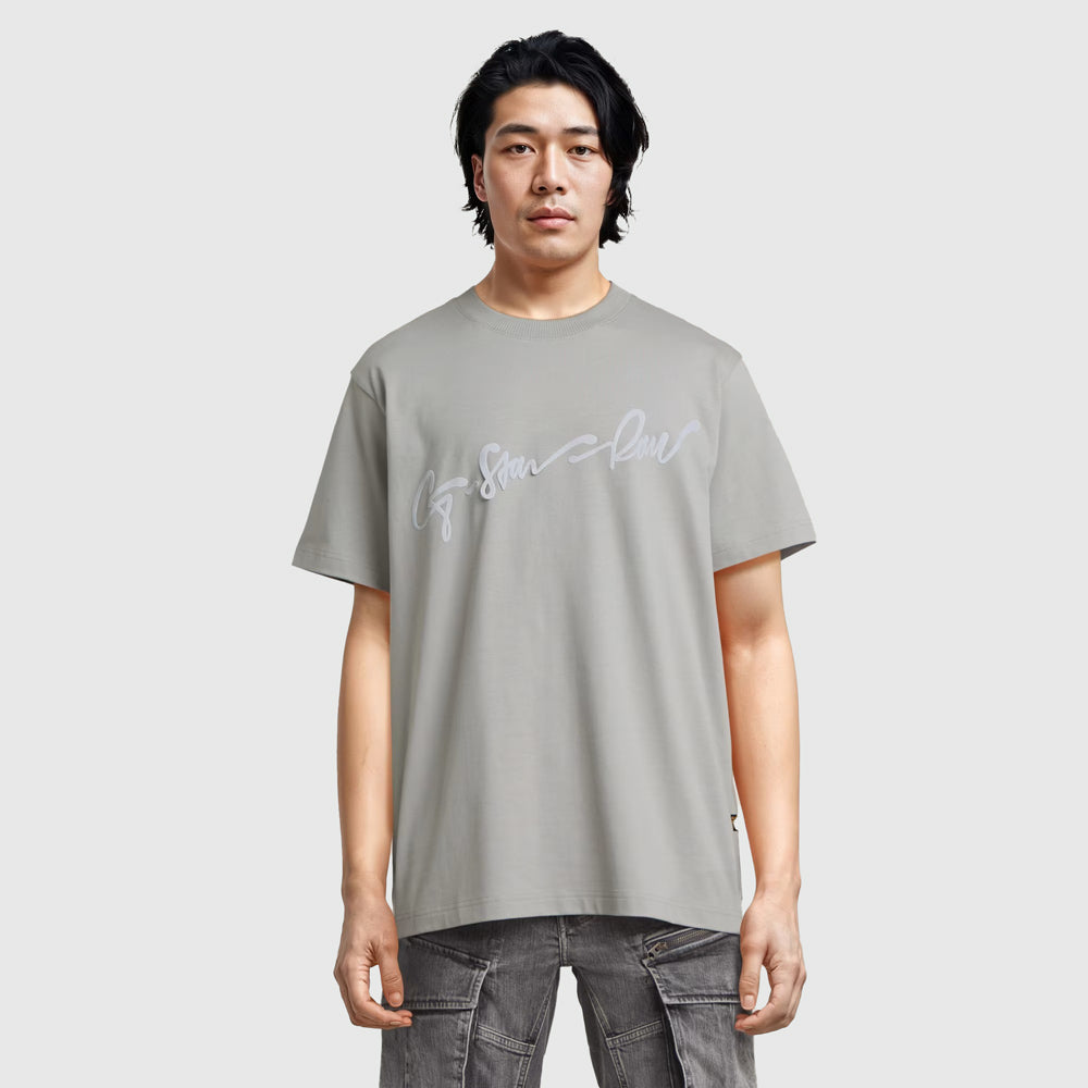 G-Star Flock G-Script T-Shirt - Grey |ThirdBaseUrban