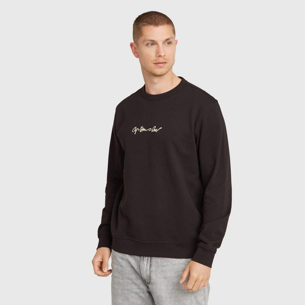 G-Star G-Script Logo Sweat Top - Black |ThirdBaseUrban