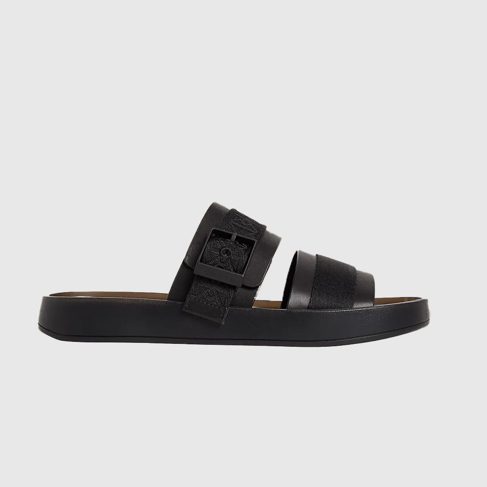 Leather Buckle Sandal - Black