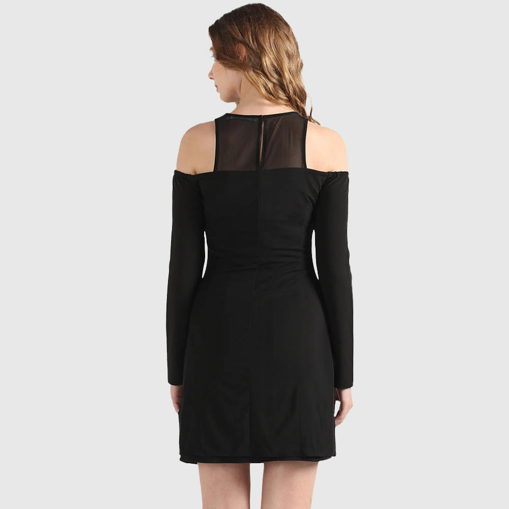Mesh Double Layering Dress - Black*