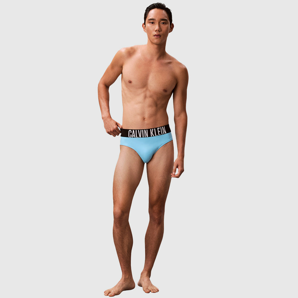 Logo Waistband Swim Brief - Light Blue
