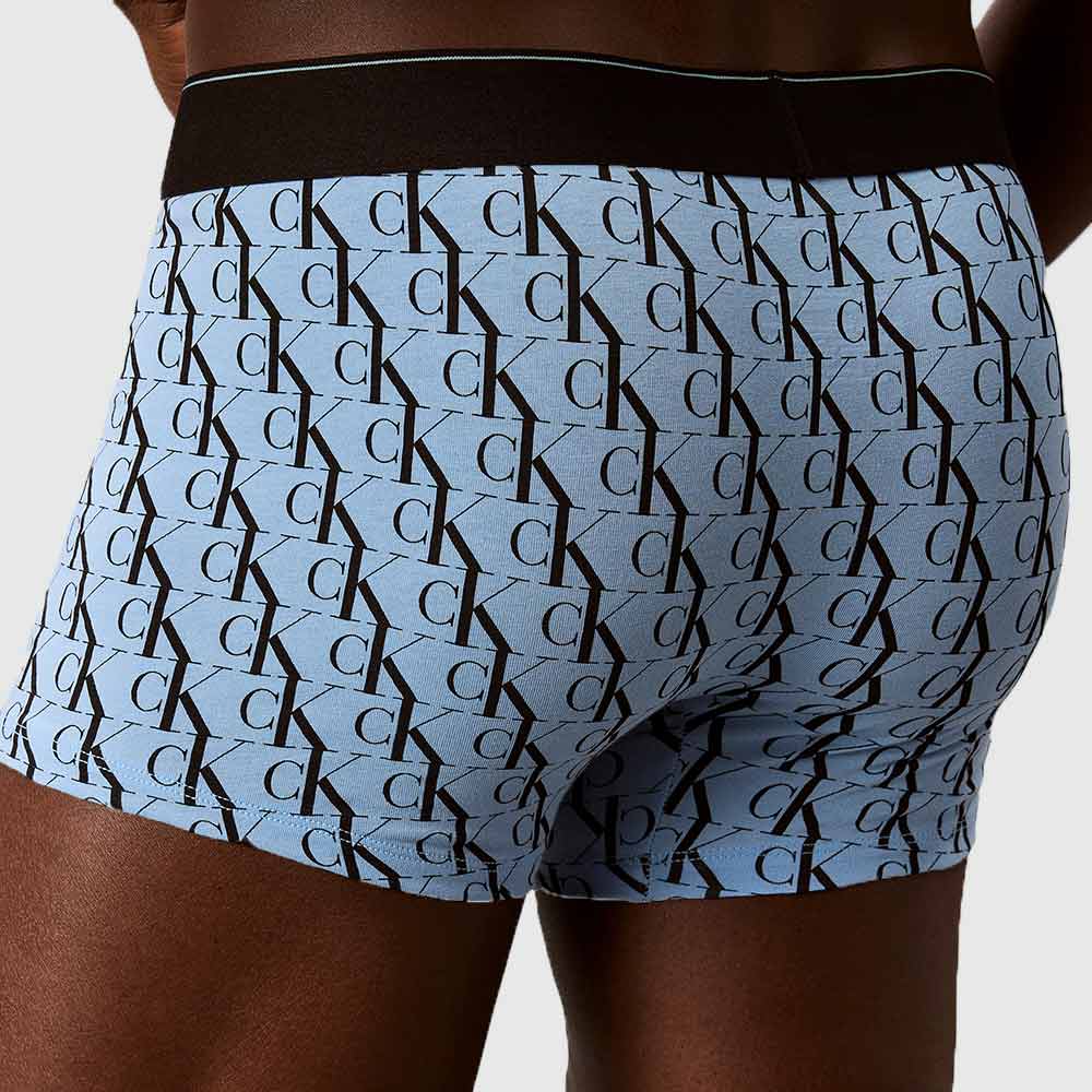 3 Pack Monogram Cotton Stretch Trunks - Blue Multi