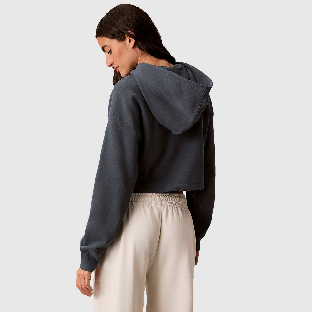 Monologo Terry Cropped Hoodie - Blue Grey
