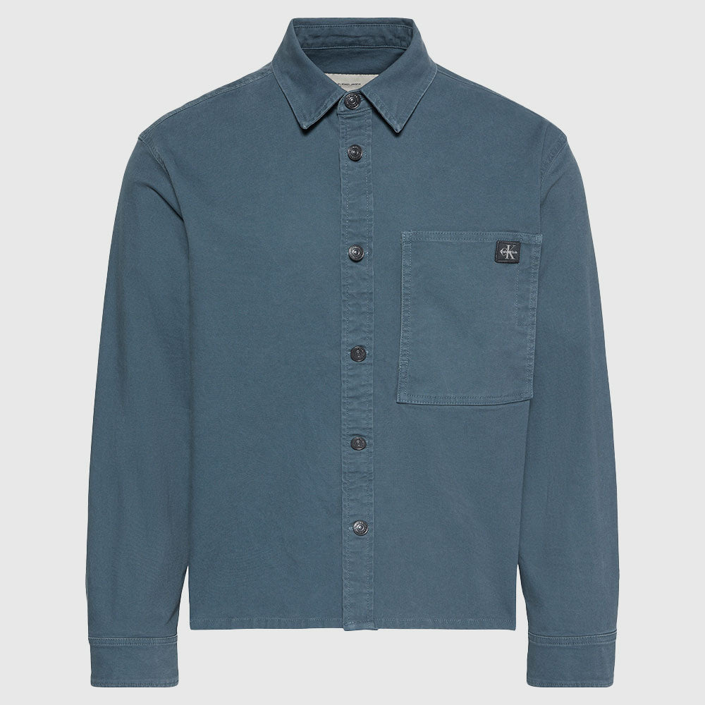Cotton Canvas Shirt Jacket - Blue Grey
