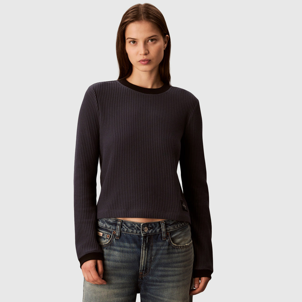 Calvin Klein Waffle T-Shirt - Navy |ThirdBaseUrban