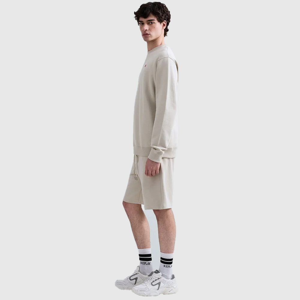 Cotton Terry Fleece Sweat Top - Beige