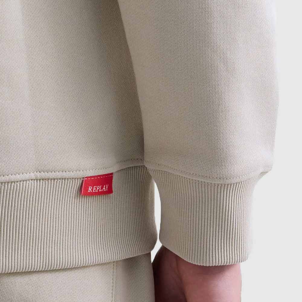 Cotton Terry Fleece Sweat Top - Beige