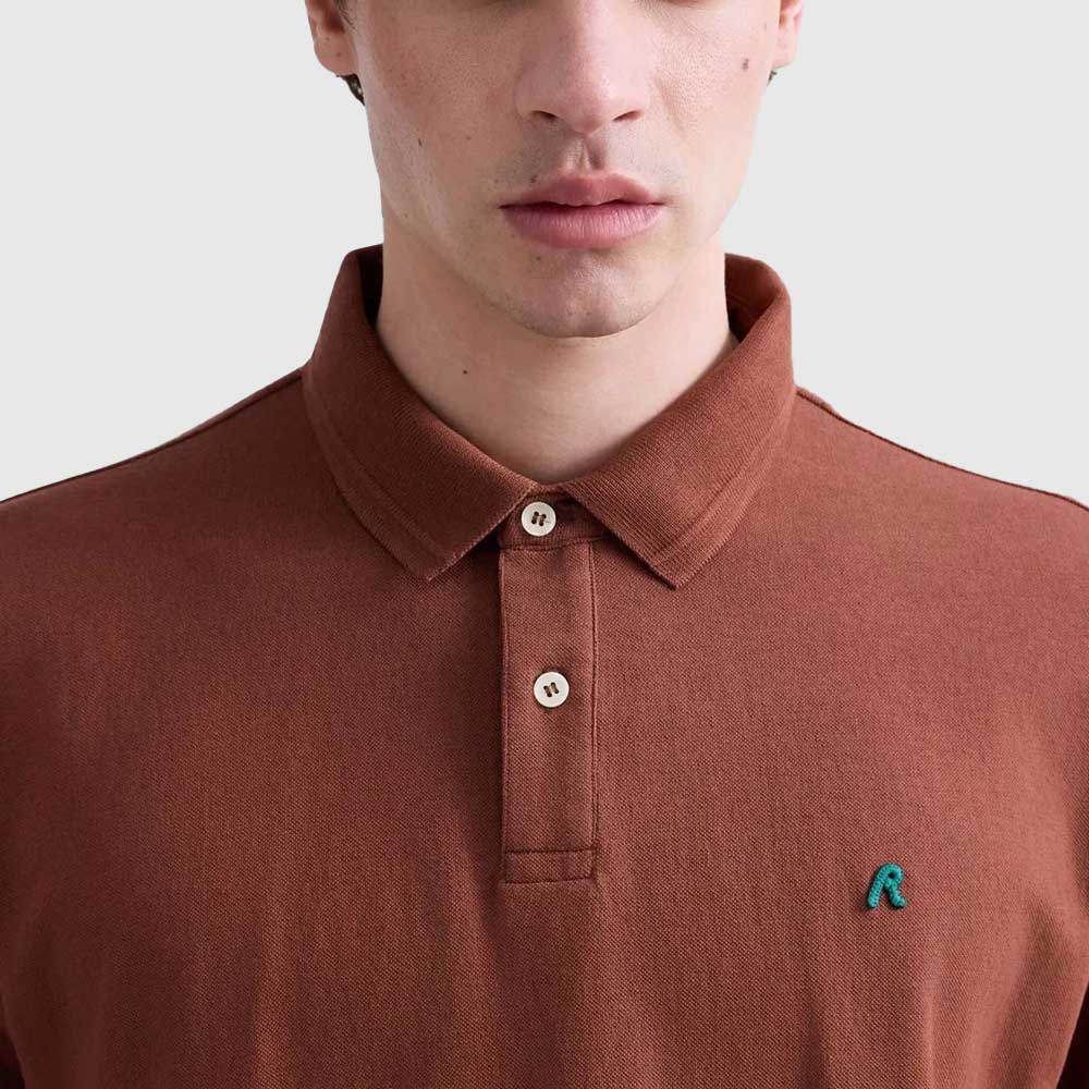 Stretch Cotton Piquet Polo - Brown