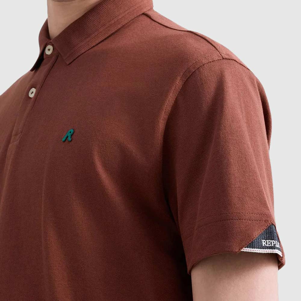 Stretch Cotton Piquet Polo - Brown