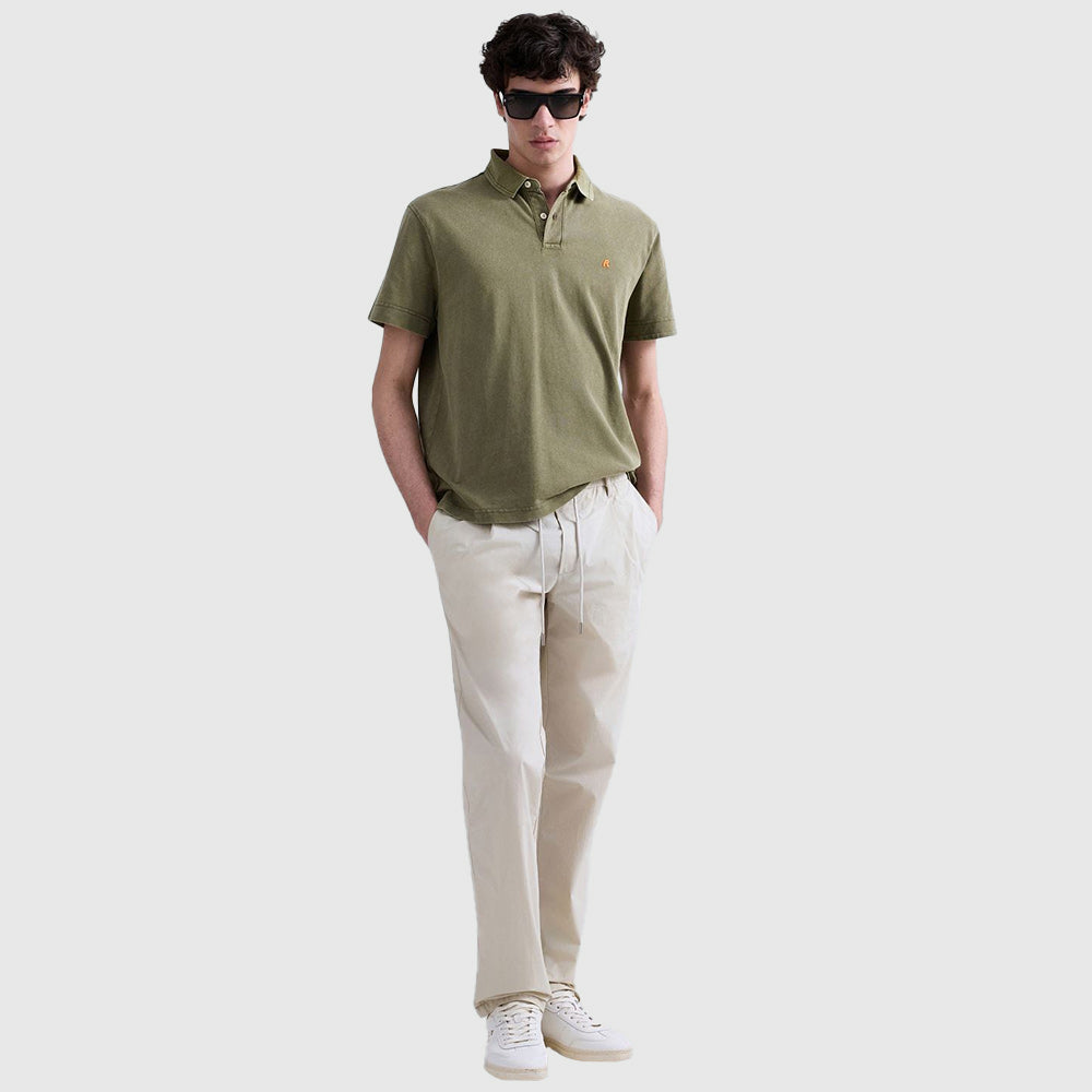 Marble Dyed Cotton Piquet Polo - Green