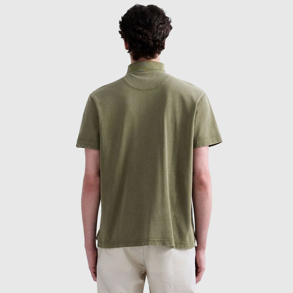 Marble Dyed Cotton Piquet Polo - Green
