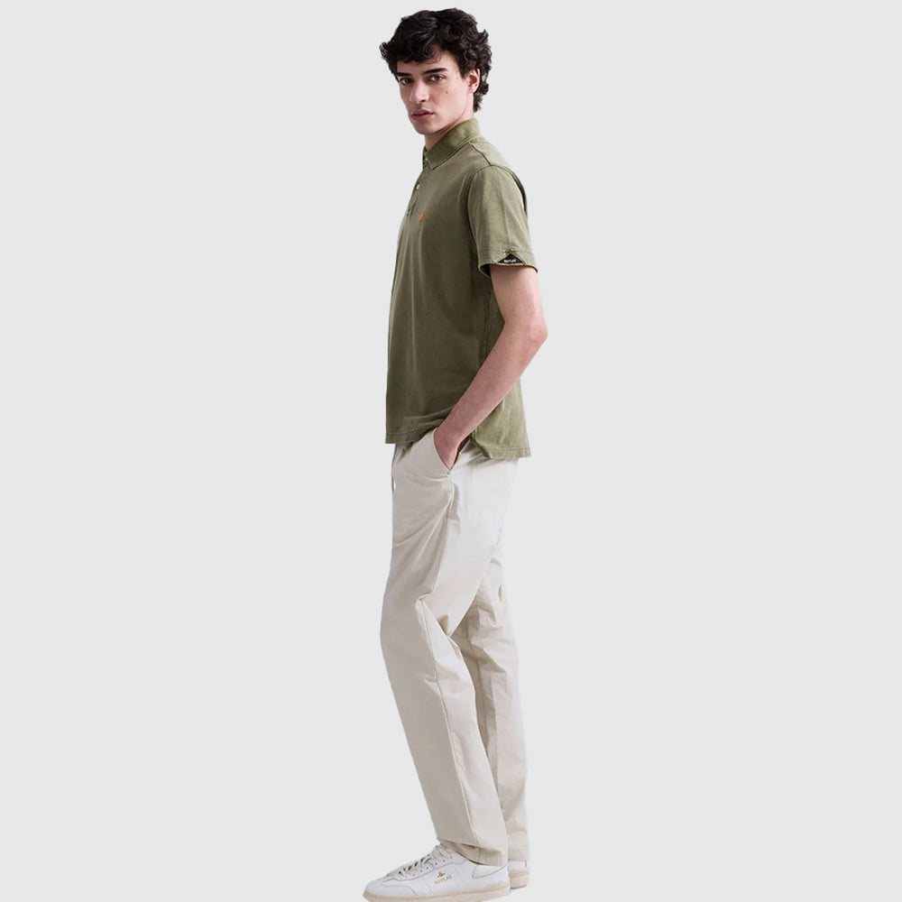 Marble Dyed Cotton Piquet Polo - Green