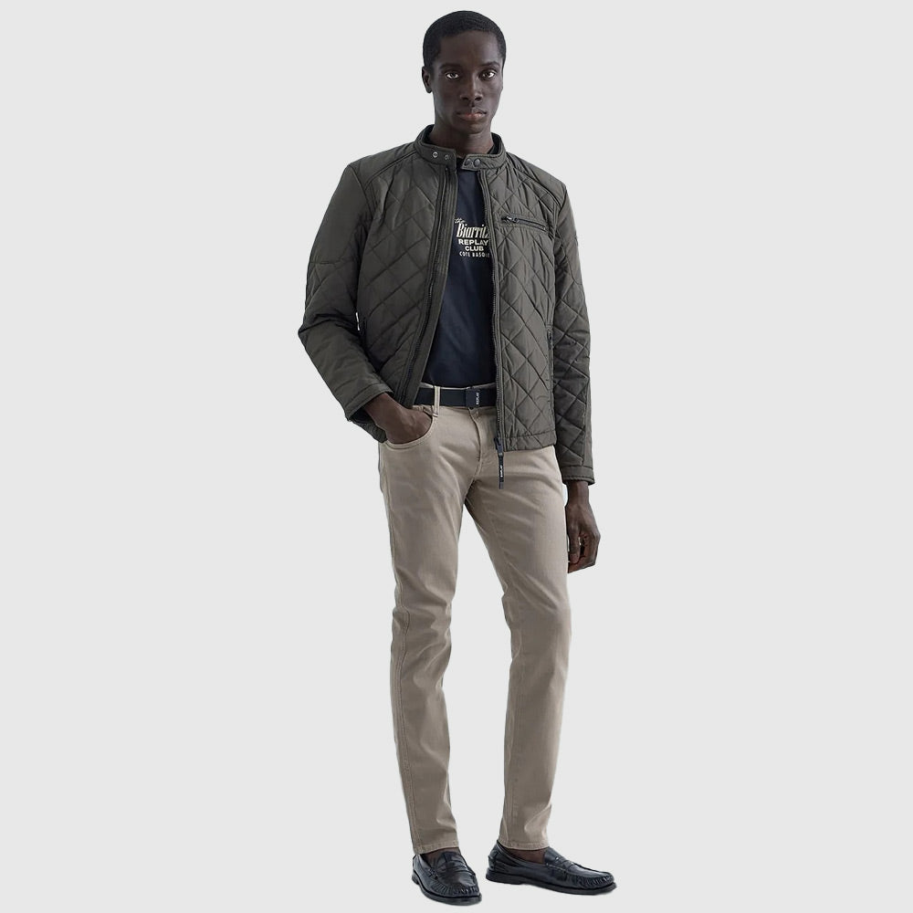 Quilted Oxford Jacket - Olive