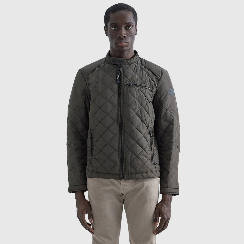 Quilted Oxford Jacket - Olive
