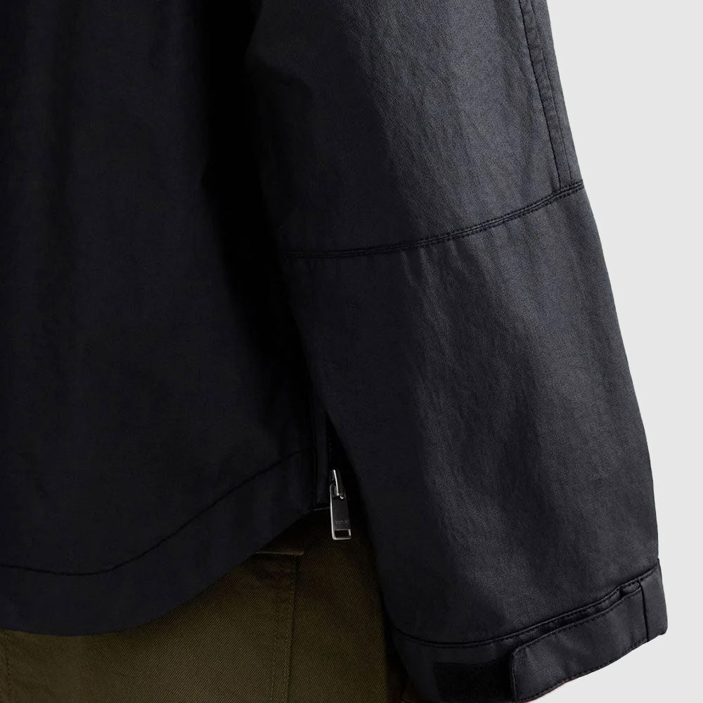 Linen Cotton Coated Canvas Jacket - Black