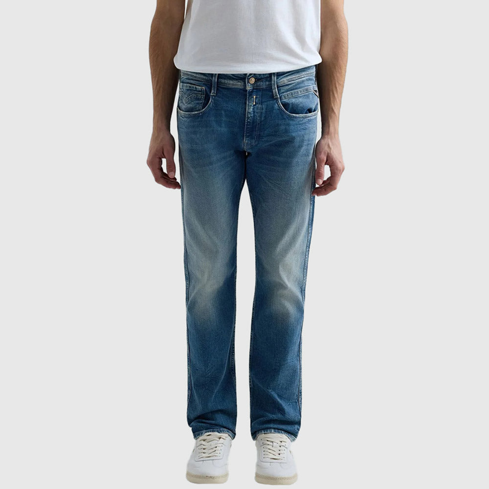 Dark Indigo Anbass Super Stretch Denim - Denim Medium