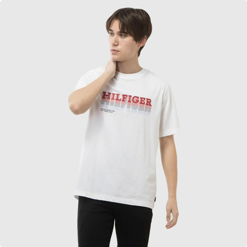 Tommy Hilfiger Fade Hilfiger T-Shirt - White |ThirdBaseUrban