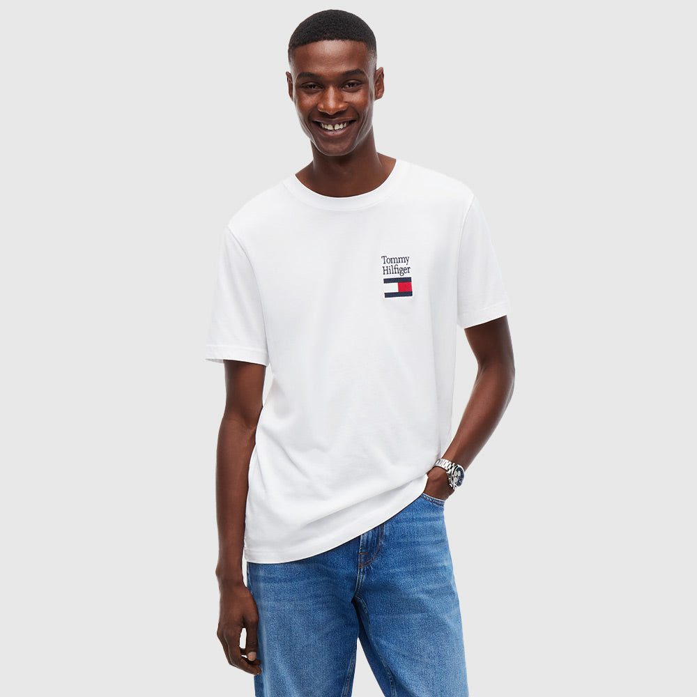 Logo Embroidery Crew Neck T-Shirt -  White