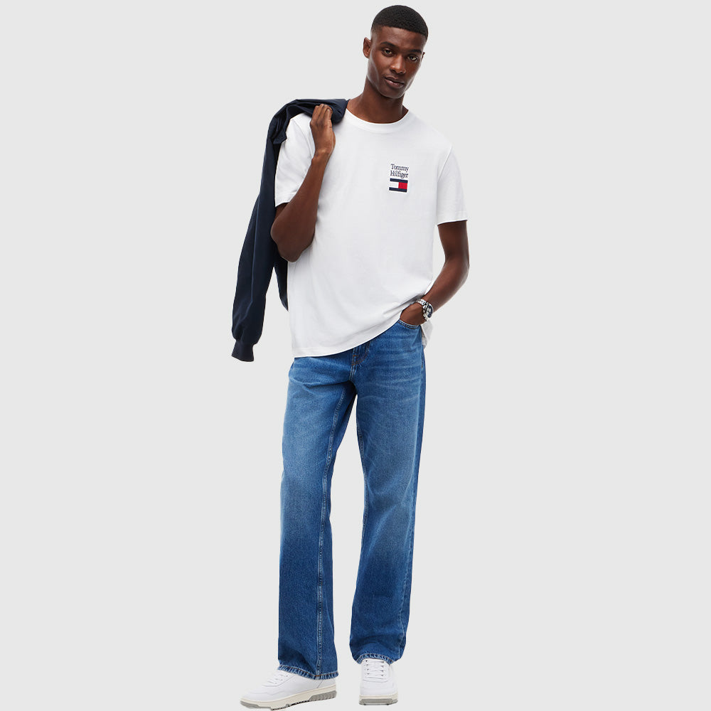 Logo Embroidery Crew Neck T-Shirt -  White