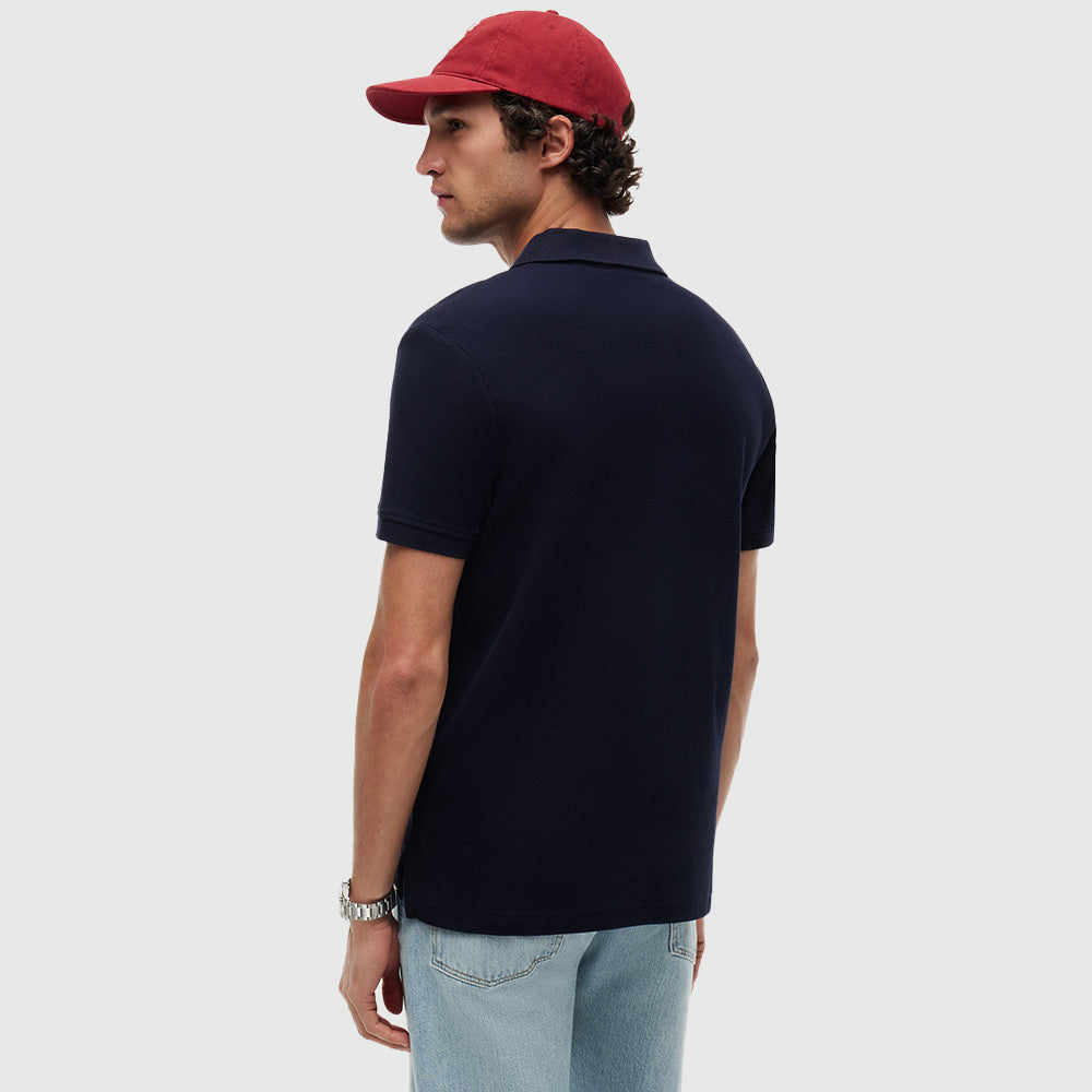 Regular Fit Logo Pique Polo Shirt - Navy