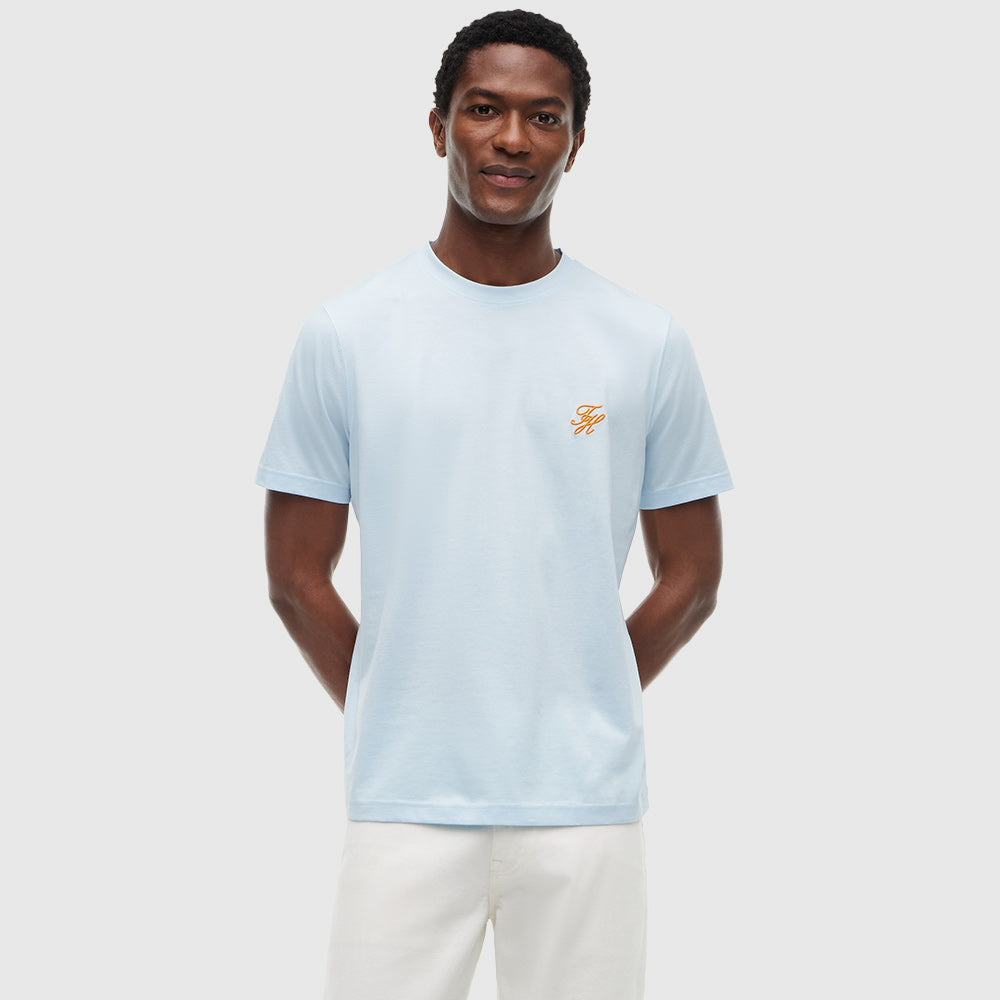 Logo Embroidery Jersey T-Shirt - Light Blue