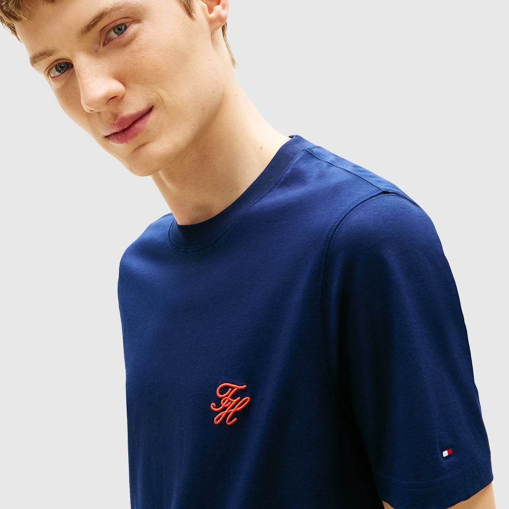 Logo Embroidery Jersey T-Shirt - Navy