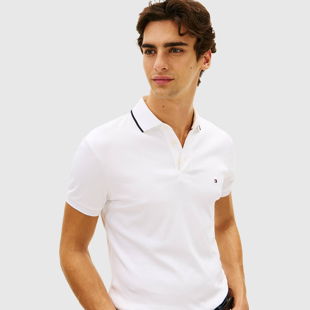 Liquid Cotton Tipped Polo Shirt - White