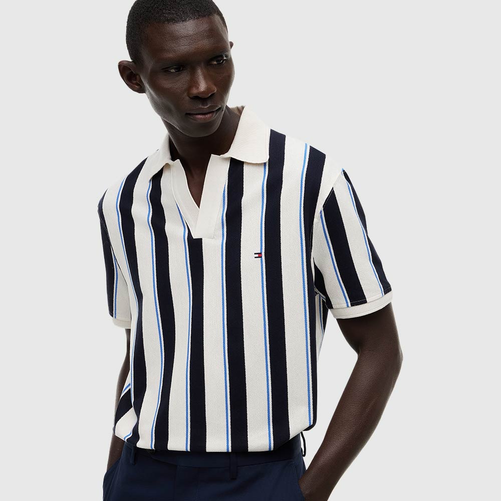 Relaxed Fit Stripe Polo Shirt - Navy Multi