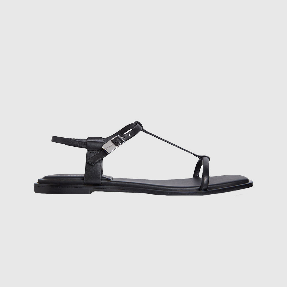 Flat Sandal Squared Buckle - Black*