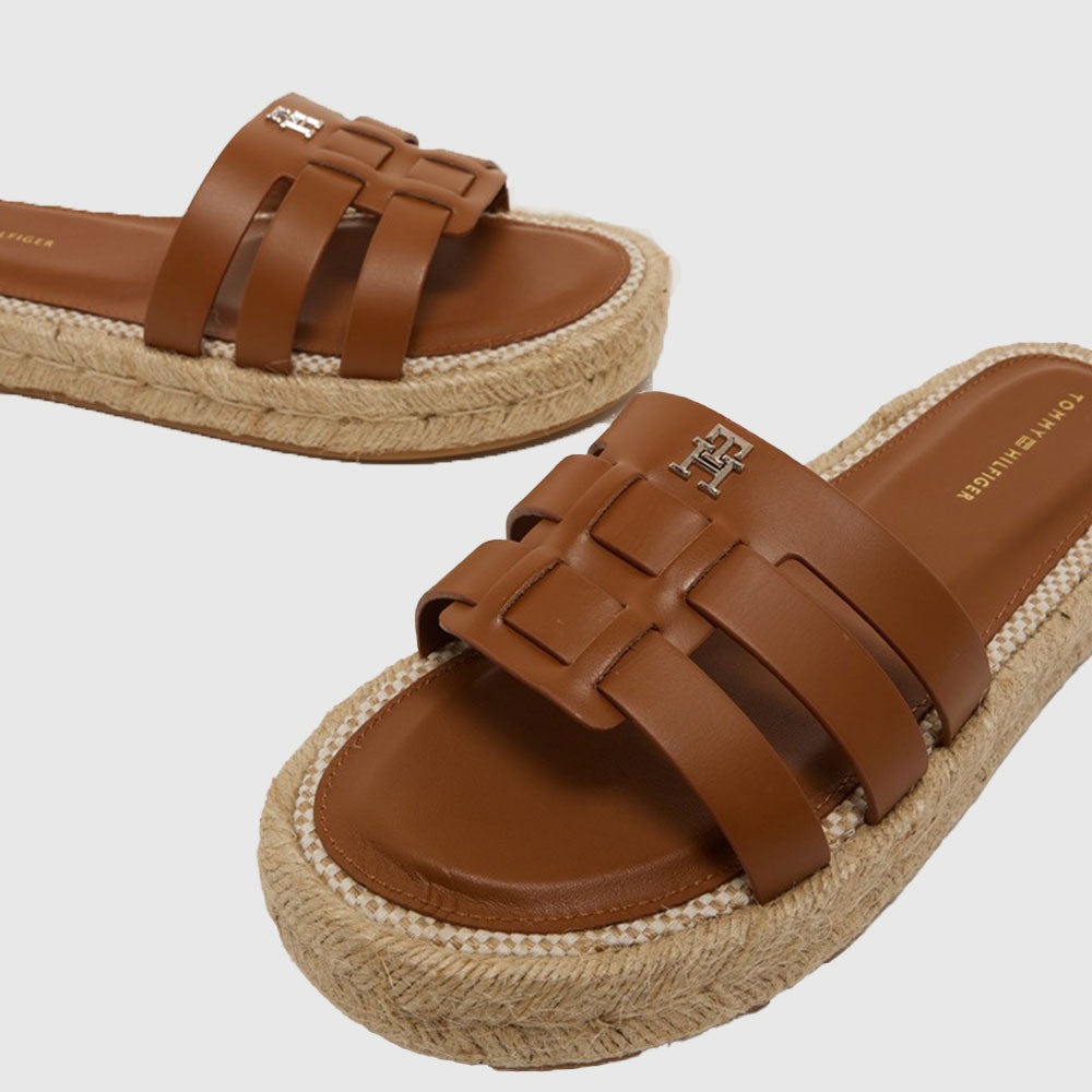 Authentic Leather Espadrille - Cognac*