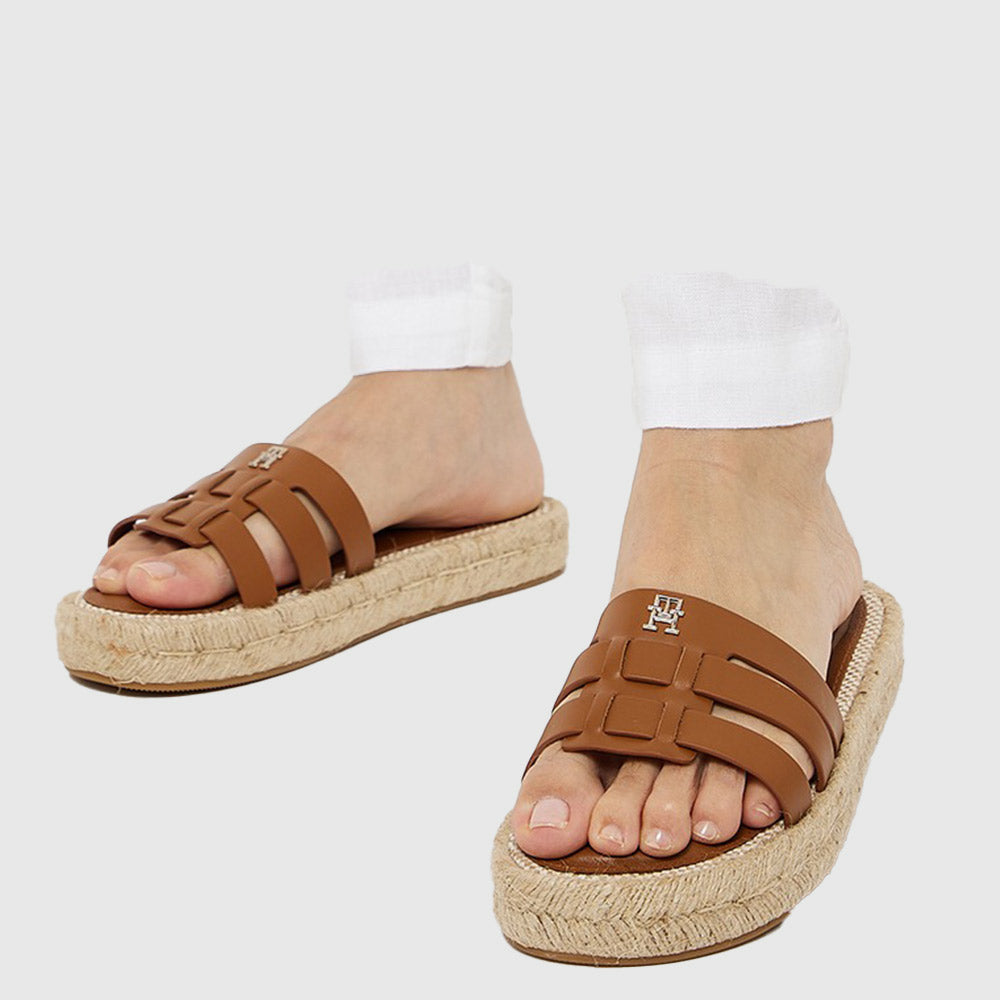 Authentic Leather Espadrille - Cognac*