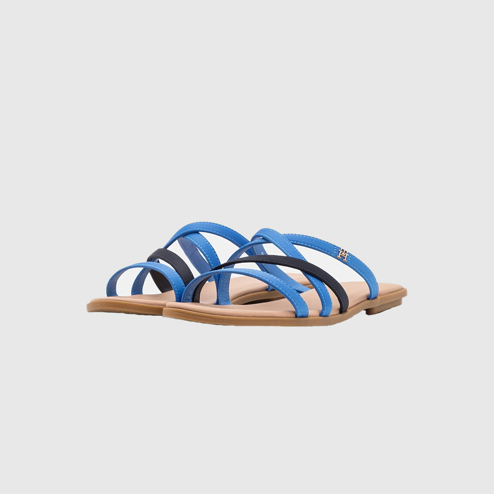 Strap Flat Satin Sandal - Blue Multi*