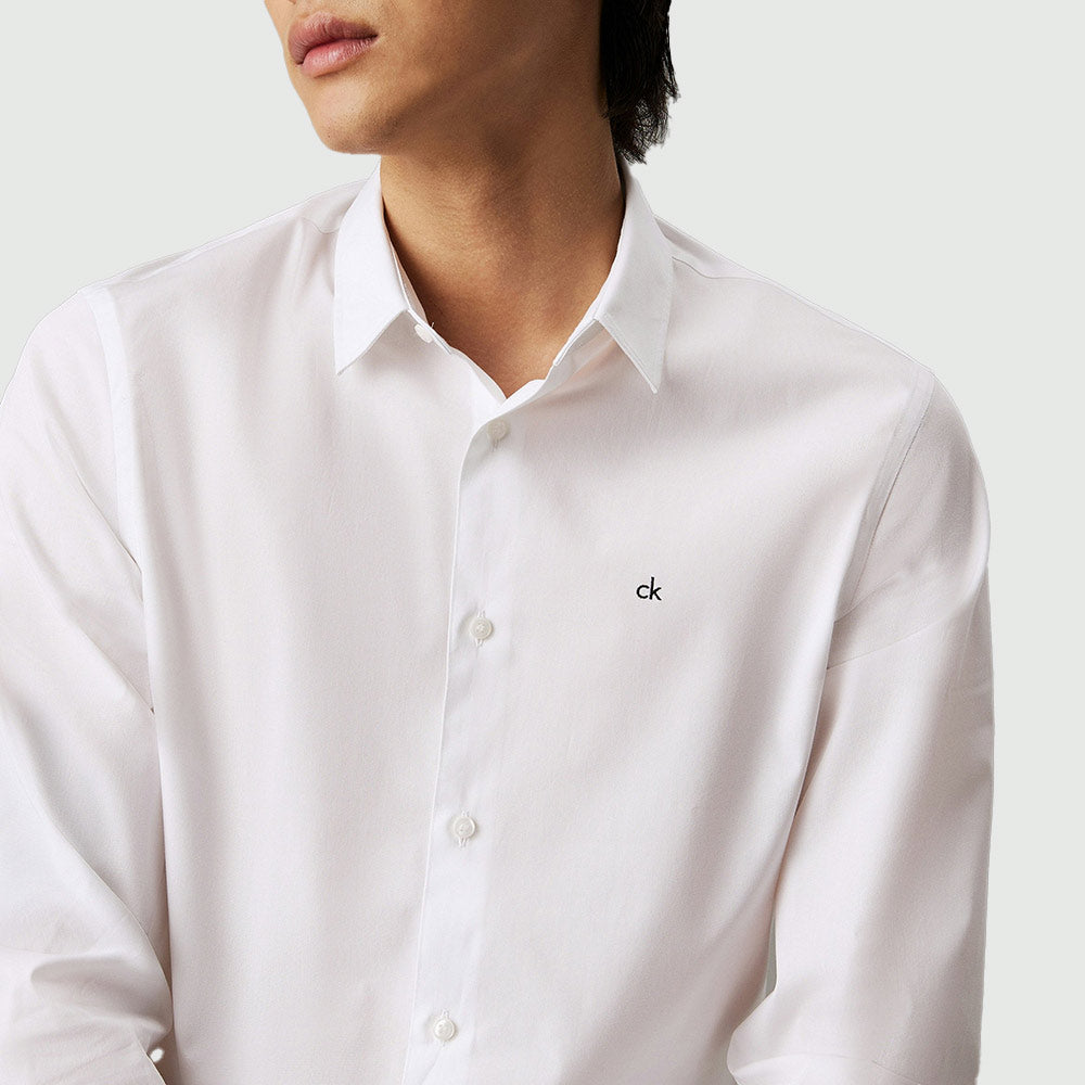 Poplin Stretch Slim Shirt - White*