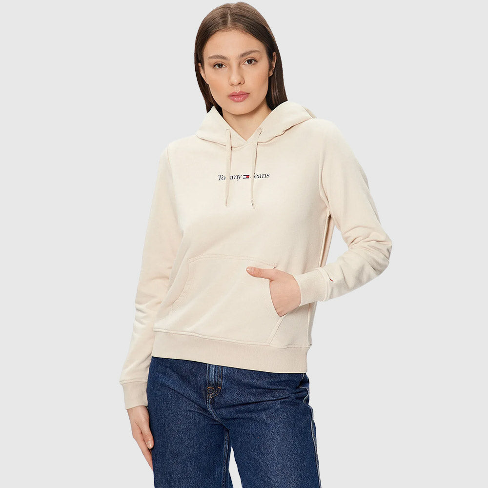 Regular Linear Hoodie - Beige*