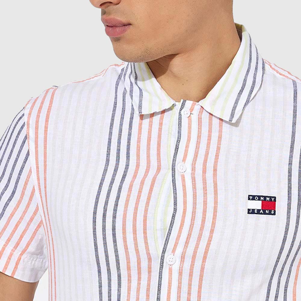 Classic Linen Stripe Shirt - White*