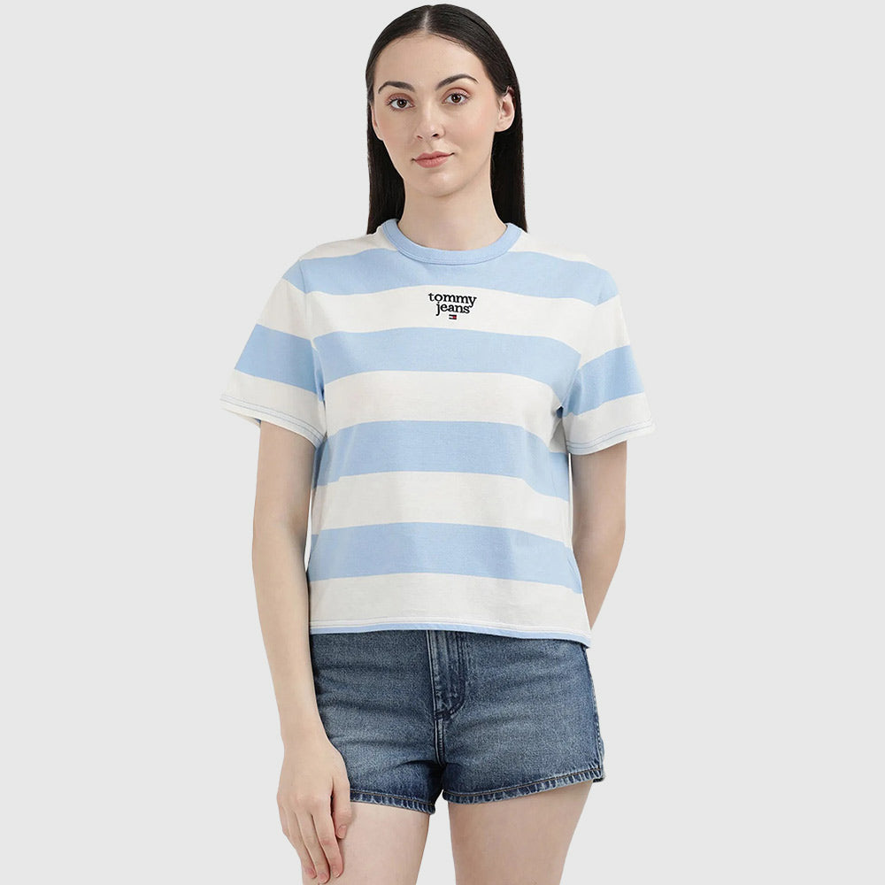 Stripe Essential Logo Tee -  Blue Multi*