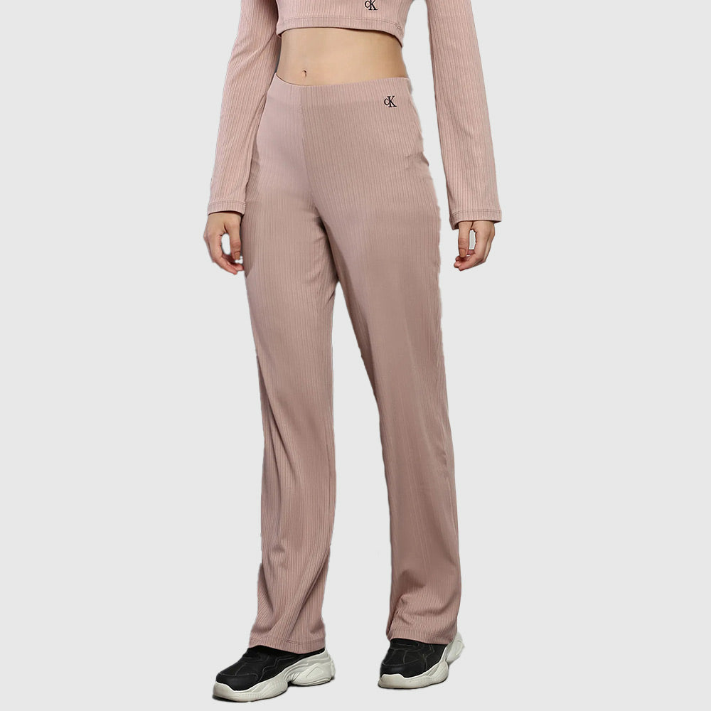 Shiny Rib Wide Leg Pants - Blush*