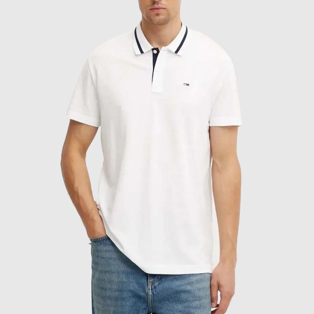 Neck Branded Polo - White*