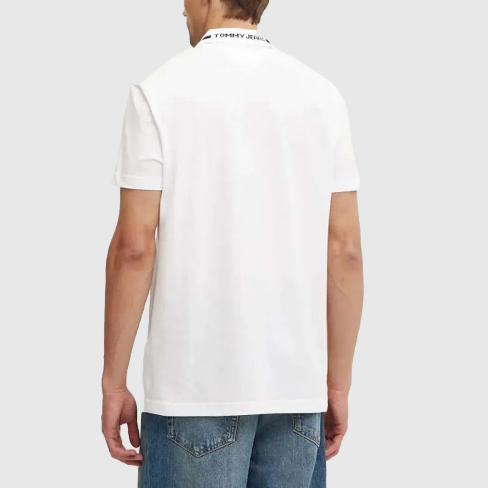 Neck Branded Polo - White*